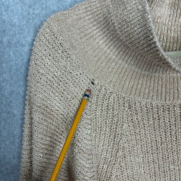 Free People Sweater Women Small Beige Tan Edessa Off The Shoulder Slouchy Chunky - Picture 11 of 11